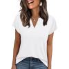 image:imageWIHOLL Womens Summer Tops V Neck T Shirts Cap Sleeve Business Casual Outfits Loose Fit Beach Vacation Clothes Basic Tees0white