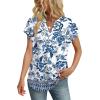 image:imageWIHOLL Womens Summer Tops V Neck T Shirts Cap Sleeve Business Casual Outfits Loose Fit Beach Vacation Clothes Basic Tees1blue White Ethnic