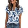 image:imageWIHOLL Womens Summer Tops V Neck T Shirts Cap Sleeve Business Casual Outfits Loose Fit Beach Vacation Clothes Basic Tees1blue White Ethnic