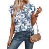 image:imageWIHOLL Womens Summer Tops V Neck T Shirts Cap Sleeve Business Casual Outfits Loose Fit Beach Vacation Clothes Basic Tees1blue White Ethnic