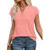 image:imageWIHOLL Womens Summer Tops V Neck T Shirts Cap Sleeve Business Casual Outfits Loose Fit Beach Vacation Clothes Basic Tees1coral