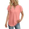 image:imageWIHOLL Womens Summer Tops V Neck T Shirts Cap Sleeve Business Casual Outfits Loose Fit Beach Vacation Clothes Basic Tees1coral