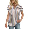 image:imageWIHOLL Womens Summer Tops V Neck T Shirts Cap Sleeve Business Casual Outfits Loose Fit Beach Vacation Clothes Basic Tees1retro Stripes