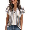 image:imageWIHOLL Womens Summer Tops V Neck T Shirts Cap Sleeve Business Casual Outfits Loose Fit Beach Vacation Clothes Basic Tees1retro Stripes