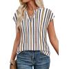 image:imageWIHOLL Womens Summer Tops V Neck T Shirts Cap Sleeve Business Casual Outfits Loose Fit Beach Vacation Clothes Basic Tees1retro Stripes