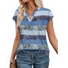 image:imageWIHOLL Womens Summer Tops V Neck T Shirts Cap Sleeve Business Casual Outfits Loose Fit Beach Vacation Clothes Basic Tees2blue Gray Stripes