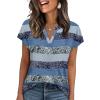 image:imageWIHOLL Womens Summer Tops V Neck T Shirts Cap Sleeve Business Casual Outfits Loose Fit Beach Vacation Clothes Basic Tees2blue Gray Stripes