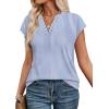 image:imageWIHOLL Womens Summer Tops V Neck T Shirts Cap Sleeve Business Casual Outfits Loose Fit Beach Vacation Clothes Basic Tees2blue White Stripes