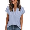 image:imageWIHOLL Womens Summer Tops V Neck T Shirts Cap Sleeve Business Casual Outfits Loose Fit Beach Vacation Clothes Basic Tees2blue White Stripes