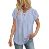 image:imageWIHOLL Womens Summer Tops V Neck T Shirts Cap Sleeve Business Casual Outfits Loose Fit Beach Vacation Clothes Basic Tees2blue White Stripes