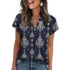 image:imageWIHOLL Womens Summer Tops V Neck T Shirts Cap Sleeve Business Casual Outfits Loose Fit Beach Vacation Clothes Basic Tees2navy Ethnic Print
