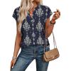 image:imageWIHOLL Womens Summer Tops V Neck T Shirts Cap Sleeve Business Casual Outfits Loose Fit Beach Vacation Clothes Basic Tees2navy Ethnic Print