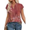 image:imageWIHOLL Womens Summer Tops V Neck T Shirts Cap Sleeve Business Casual Outfits Loose Fit Beach Vacation Clothes Basic Tees3dusty Pink Ethnic