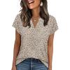 image:imageWIHOLL Womens Summer Tops V Neck T Shirts Cap Sleeve Business Casual Outfits Loose Fit Beach Vacation Clothes Basic Tees4khaki Leopard
