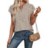 image:imageWIHOLL Womens Summer Tops V Neck T Shirts Cap Sleeve Business Casual Outfits Loose Fit Beach Vacation Clothes Basic Tees4khaki Leopard