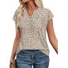 image:imageWIHOLL Womens Summer Tops V Neck T Shirts Cap Sleeve Business Casual Outfits Loose Fit Beach Vacation Clothes Basic Tees4khaki Leopard