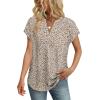 image:imageWIHOLL Womens Summer Tops V Neck T Shirts Cap Sleeve Business Casual Outfits Loose Fit Beach Vacation Clothes Basic Tees4khaki Leopard