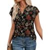 image:imageWIHOLL Womens Summer Tops V Neck T Shirts Cap Sleeve Business Casual Outfits Loose Fit Beach Vacation Clothes Basic Tees4maple Leaf