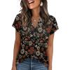 image:imageWIHOLL Womens Summer Tops V Neck T Shirts Cap Sleeve Business Casual Outfits Loose Fit Beach Vacation Clothes Basic Tees4maple Leaf