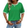 image:imageWIHOLL Womens T Shirts Loose Fit Short Half Sleeve Crew Neck Oversized Tshirts Color Block Summer Tops Fashion 2026Green