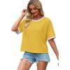 image:imageWIHOLL Womens T Shirts Loose Fit Short Half Sleeve Crew Neck Oversized Tshirts Color Block Summer Tops Fashion 2026Lemon Yellow