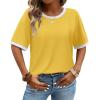 image:imageWIHOLL Womens T Shirts Loose Fit Short Half Sleeve Crew Neck Oversized Tshirts Color Block Summer Tops Fashion 2026Lemon Yellow