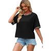 image:imageWIHOLL Womens T Shirts Loose Fit Short Half Sleeve Crew Neck Oversized Tshirts Color Block Summer Tops Fashion 2026Leopard Black