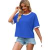 image:imageWIHOLL Womens T Shirts Loose Fit Short Half Sleeve Crew Neck Oversized Tshirts Color Block Summer Tops Fashion 2026Royal Blue
