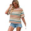 image:imageWIHOLL Womens T Shirts Loose Fit Short Half Sleeve Crew Neck Oversized Tshirts Color Block Summer Tops Fashion 2026Stripes Orange