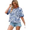 image:imageWIHOLL Womens T Shirts Loose Fit Short Half Sleeve Crew Neck Oversized Tshirts Color Block Summer Tops Fashion 2026The Ethinc Blue