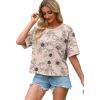 image:imageWIHOLL Womens T Shirts Loose Fit Short Half Sleeve Crew Neck Oversized Tshirts Color Block Summer Tops Fashion 2026The Printed Khaki