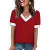 image:imageWIHOLL Womens Tops Boho Summer Outfits 2026 Short Sleeve Shirts with Bottons Beach Vacation Clothes Casual S3XL02red