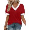 image:imageWIHOLL Womens Tops Boho Summer Outfits 2026 Short Sleeve Shirts with Bottons Beach Vacation Clothes Casual S3XL02red