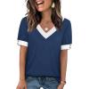 image:imageWIHOLL Womens Tops Boho Summer Outfits 2026 Short Sleeve Shirts with Bottons Beach Vacation Clothes Casual S3XL03drak Blue
