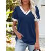 image:imageWIHOLL Womens Tops Boho Summer Outfits 2026 Short Sleeve Shirts with Bottons Beach Vacation Clothes Casual S3XL03drak Blue