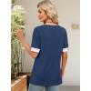 image:imageWIHOLL Womens Tops Boho Summer Outfits 2026 Short Sleeve Shirts with Bottons Beach Vacation Clothes Casual S3XL03drak Blue
