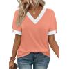 image:imageWIHOLL Womens Tops Boho Summer Outfits 2026 Short Sleeve Shirts with Bottons Beach Vacation Clothes Casual S3XL04coral