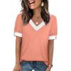 image:imageWIHOLL Womens Tops Boho Summer Outfits 2026 Short Sleeve Shirts with Bottons Beach Vacation Clothes Casual S3XL04coral