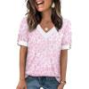 image:imageWIHOLL Womens Tops Boho Summer Outfits 2026 Short Sleeve Shirts with Bottons Beach Vacation Clothes Casual S3XL05pink Print