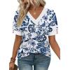 image:imageWIHOLL Womens Tops Boho Summer Outfits 2026 Short Sleeve Shirts with Bottons Beach Vacation Clothes Casual S3XL05white Tribal Blue Floral
