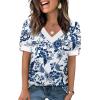 image:imageWIHOLL Womens Tops Boho Summer Outfits 2026 Short Sleeve Shirts with Bottons Beach Vacation Clothes Casual S3XL05white Tribal Blue Floral