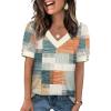 image:imageWIHOLL Womens Tops Boho Summer Outfits 2026 Short Sleeve Shirts with Bottons Beach Vacation Clothes Casual S3XL06plaid