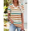 image:imageWIHOLL Womens Tops Boho Summer Outfits 2026 Short Sleeve Shirts with Bottons Beach Vacation Clothes Casual S3XL06striped Orange