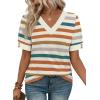 image:imageWIHOLL Womens Tops Boho Summer Outfits 2026 Short Sleeve Shirts with Bottons Beach Vacation Clothes Casual S3XL06striped Orange