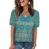 image:imageWIHOLL Womens Tops Boho Summer Outfits 2026 Short Sleeve Shirts with Bottons Beach Vacation Clothes Casual S3XL08green Print