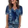 image:imageWIHOLL Womens Tops Boho Summer Outfits 2026 Short Sleeve Shirts with Bottons Beach Vacation Clothes Casual S3XL08navy Print