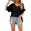 image:imageWIHOLL Womens Tops Casual V Neck Ruffle Sleeve T Shirts Babydoll Loose Fit Peplum Tops0black