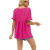 image:imageWIHOLL Womens Tops Casual V Neck Ruffle Sleeve T Shirts Babydoll Loose Fit Peplum Tops0deep Pink