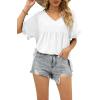 image:imageWIHOLL Womens Tops Casual V Neck Ruffle Sleeve T Shirts Babydoll Loose Fit Peplum Tops0white