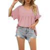 image:imageWIHOLL Womens Tops Casual V Neck Ruffle Sleeve T Shirts Babydoll Loose Fit Peplum Tops2baby Pink